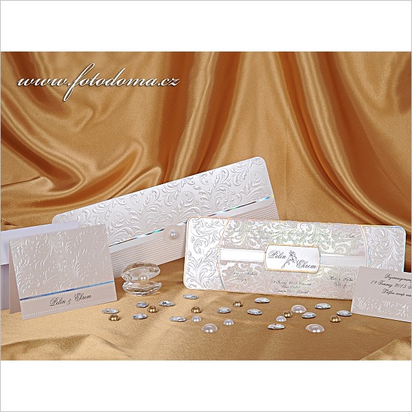 Luxusní perleťové svatební oznámení s předávací obálkou