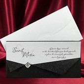 Luxusní svatební oznámení s černou kapsou se třpytivým límečkem 2547