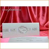 Luxusní bílé svatební oznámení se stříbrnou ražbou vzor 3372